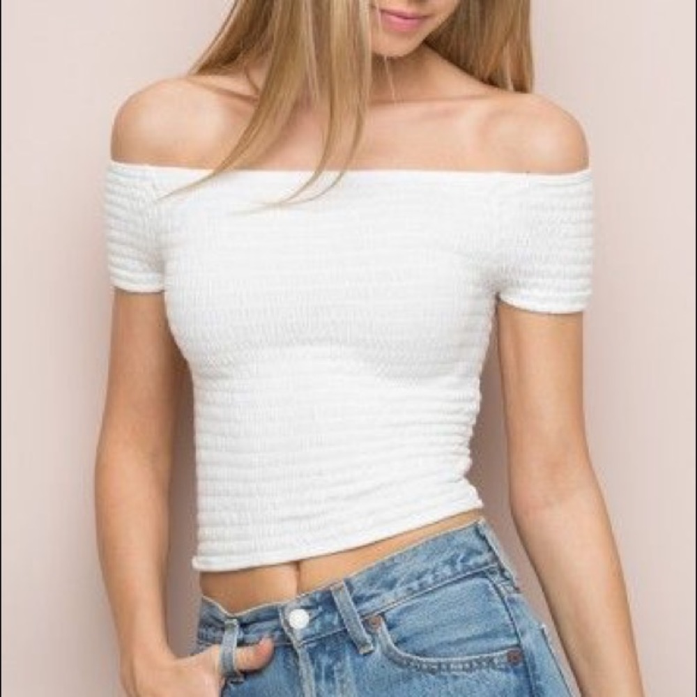 Cute white off the shoulder crop top